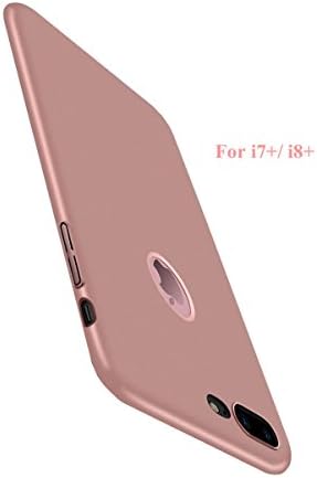 Apple iPhone 7 Plus Slim Case,iPhone 8 Plus Phone Case,Ultra Thin Fit Shell Hard Plastic Full Coverage Anti-Scratch and Anti-Fingerprint Cover Case With Tempered Glass Screen Protector- Rose Gold