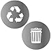 Vinyl Friend Recycle and Trash Sticker Logo Style Symbol to Organize Trash cans or Garbage containers and Bins - Contour Cut Decal Sticker (Silver, XSmall)