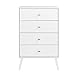 Prepac Milo Mid-Century Modern 4 Drawer Chest of Drawers, Contemporary Bedroom Furniture, Small Dresser for Bedroom, 18.25