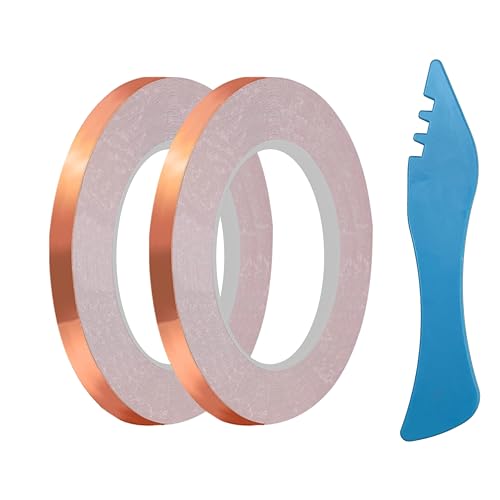 YEZHET 1/4 Inch Black Backed Copper foil for Stained Glass (2Roll)