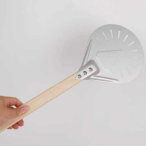 Uniquk 8 Inch Perforated Pizza Turning Peel Pizza Shovel Wooden Handle Pizza Peel Paddle Short Pizza Tool Non Slip… - Afbeelding 3