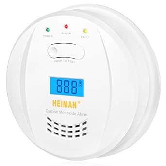 HEIMAN Detector de monóxido de carbono, EN 50291, alimentado por baterías de 5 años y sensor de 10 años, alarma CO, con pantalla LCD-723ESY: Amazon.es: Industria, empresas y ciencia