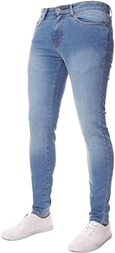Ze ENZO Mens Super Skinny Slim Fit Stretch Denim Retro Jeans Pants