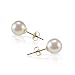 PAVOI 14K Gold AAA+ Handpicked Round Freshwater Cultured White Pearl Earrings for Women