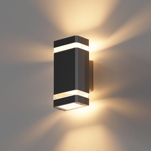 Aipsun Indoor/Outdoor Wall Light, IP65Outdoor Lighting GU10 Up Down 3000K, LED Wall Lamp - Garage Lighting Fixture | Black