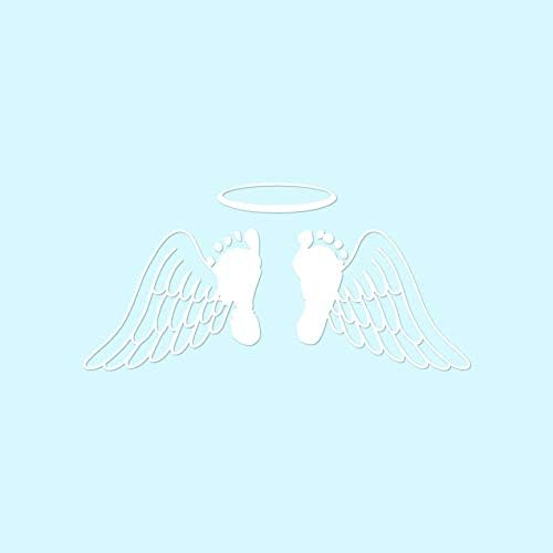 Baby Feet Memorial Angel Wings - Vinyl Decal Sticker - 7.75" x 3.75" - White