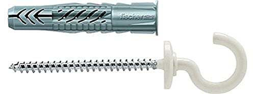 fischer Enchufe universal UX 8 x 50 RH N con borde y gancho redondo, color blanco