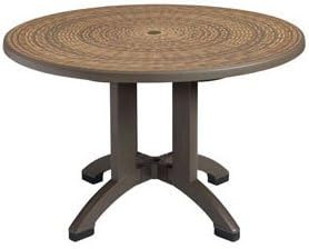 Grosfillex US715037 Havana 48" Round Resin Pedestal Outdoor Table - Espresso Base