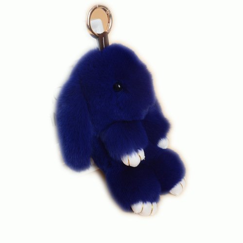 Crazy Cart Rex Rabbit Fur Pendant Plush doll for Bag Ornaments Accessories Key Ring or Car Keychain Gift(Blue)