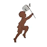 Yard Statues Boy Girl Metal Silhouettes Stake