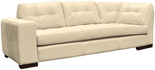 Omnia Leather Peninsula Left Arm 1 Cushion Sofa with Right Return in Leather, Chocolate Legs, Navajo Ivory