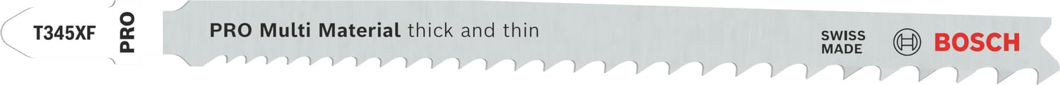 Bosch 100x PRO Thick and Thin Multi Material T345XF Jigsaw Blade (for Wood with nails, Steel, Length 132 mm, Professional Accessory Jigsaw)