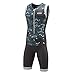 KONA Mens Assault Triathlon Race Suit - Sleeveless Skinsuit Padded Cycling Tri Suit for Swim Bike Run(Black, L)