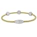 Fashion Alloy Two-Tone White CZ Evil Eye Bangle Bracelet