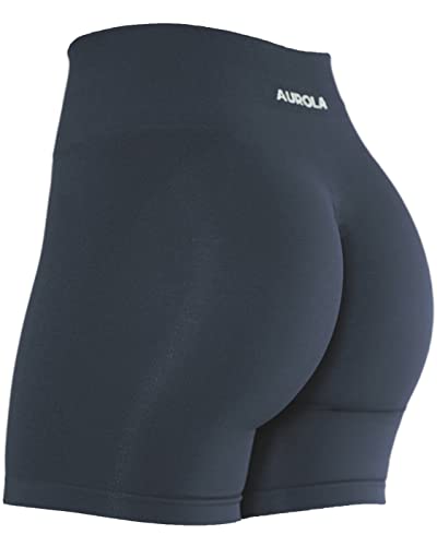 AUROLA Intensify Workout Shorts for Women Seamless Scrunch Short Gym Yoga Running Sport Active Exercise Fitness Shorts(L,Black Marl) at Amazon