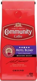 Community Coffee Hotel Blend, Bold &amp; Fullâ€'Bodied 12 OZ (Pack of 4) + (6 Pack of M&amp;M Milk Chocolate 1.69oz)