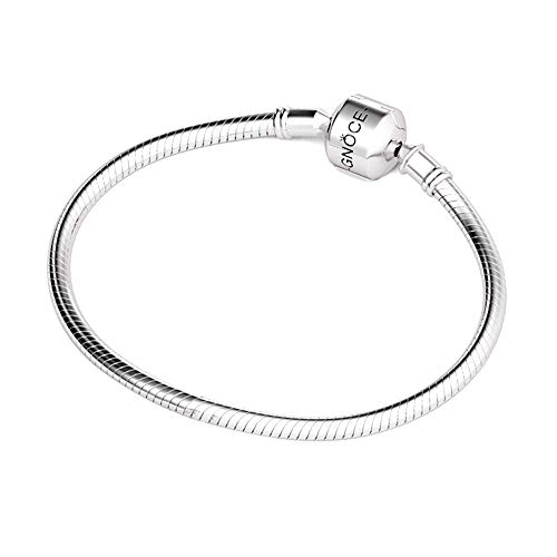 GNOCE "Love at First Sight Stunning 925 Sterling Silver Simple Basic Dainty Accessory Bracelet Birthday for Women Wife Girl Men Charm Bracelets Bead (19.0 Centimeters)