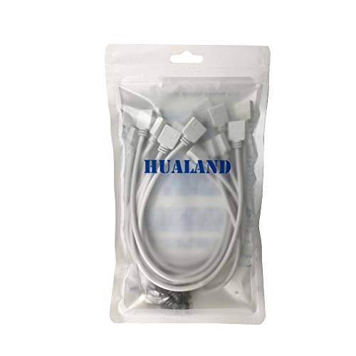 HUALAND 10pcs White 0.3M 0.98ft 4 Color RGB Extension Cable LED Strip Connector Extension Cable Cord Wire 4 Pin LED Connector,RGB Extender,led Strip Jumper, for SMD 5050 3528 2835 RGB LED Light Strip