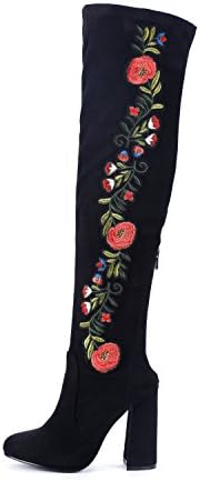 DFRNT Women’s Black Harper Over The Knee Patch Boots (8 US - 39 EU, Black)