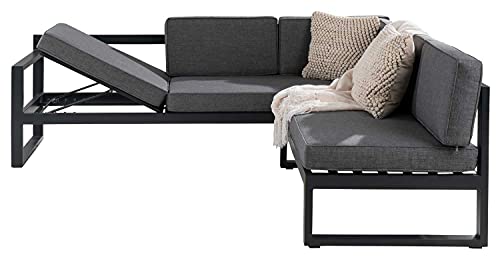 Möbel Jack Gartengarnitur Gartenlounge Sitzgruppe Gartengruppe Set | 3-teilig | Aluminium | Anthrazit | Grau | Mit… – Bild 7
