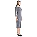 Cotase Women’s Bracelet Sleeve Scoop Neck Classic Bodycon Midi Dress (XL, Dark Grey)