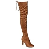 CAPE ROBBIN DD18 Women's Drawstring Block Heel Stretchy Snug Fit Thigh High Boots