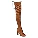 CAPE ROBBIN DD18 Women's Drawstring Block Heel Stretchy Snug Fit Thigh High Boots