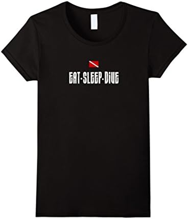 Women's Eat Sleep Dive Scuba Diver Flag Equipment Humor T-shirt Medium Black