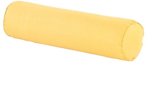 Round Neck Pillow for Neck Backrest for Car or Office Chair Sofa, Semi-Roll Pillow with Washable Organic Cotton Cover 16x6 Inch. (Lemon Yellow) …