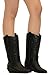 MVE Shoes Women's Western Cowboy Pointed Toe Knee High Pull On Tabs Boots Black 7.5