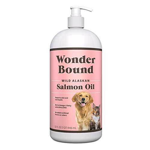 AMAZON BRAND – WONDER BOUND WILD ALASKAN SALMON OIL FOR DOG, CAT, 32 FL OZ