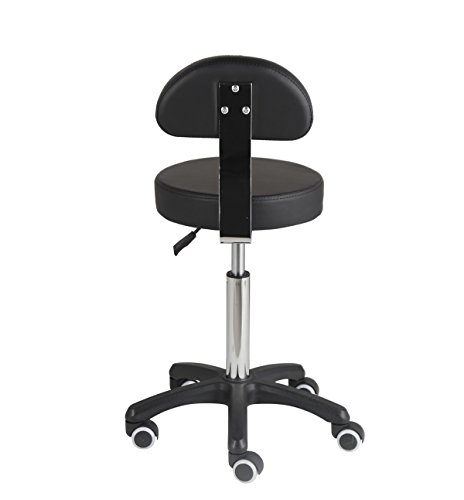 Studio Stool Chair Adjustable Swivel Rolling for Home Office Work-Benches Lab Hospital Kitchen Stool with Back Support Larger Cushioned Seat
