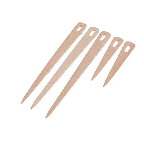 COPYLOVE 5pcs DIY Weaving Tool Wood Needles, Wood Hand Loom Stick Wooden Shuttle Tapestry Weaving Knit Handcrafts Tool Pointed Knitting Needles