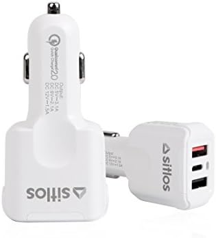 Fast Car Charger ,Sitlos 5.1A/26W Quick Charge 2.0 Adapter with 3 Ports ( Universal USB + QC 2.0 + Type C ) for iPhone ( 5 / 5s / 6 / 6s / 7 / Plus ), Samsung, Android Phones, Tablets and More (White)