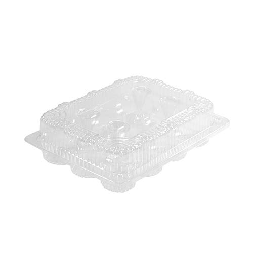 DFI Detroit Forming LBH6162 Clear Hinged Plastic Container for 12 Mini Cupcakes - Pack of 10