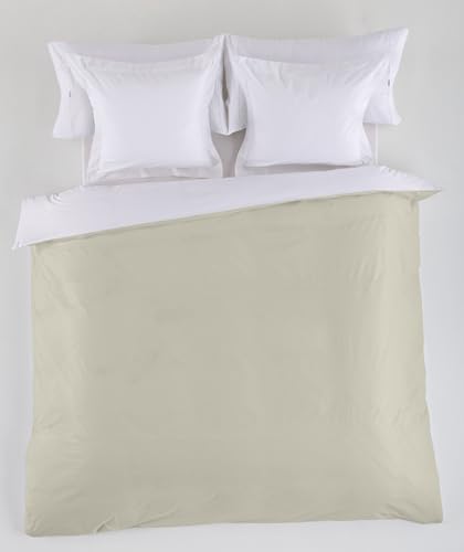 FUNDA NORDICA reversible blancopiedra - Cama de 180/200 (1 pieza) - 50% algodón / 50% poliéster - 144 hilos. Gramage: 115