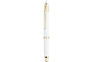 EROFA Majohn A1 Press Fountain Pen Fine Nib with Box, Retractable White Metal Ink Pen with Converter Writing Set (Golden Clip Version)