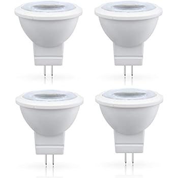 GU4 MR11 LED Bulbs, Lustaled 3 Watts AC/DC 12V Bi Pin GU4.0 Base LED Spotlight Bulbs, 35W Halogen Replacement Daylight 6000K 38° Beam Angle for Recessed Ceiling Lawn Lighting (4-Pack)