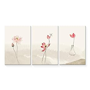 3 Panel Simple and Elegant Lotus Painting Wall...