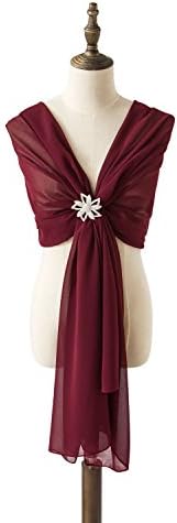 Womens Long Chiffon Scarf in Solid Color Large Chiffon Shawl Wraps for Evening Party (Burgundy)