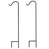 GrayBunny Shepherd Hook, 48 inch, Set of 2, Black, 2/5" Thick, Strong Rust Resistant Premium Metal Hook For Weddings, Hanging Plant Baskets, Solar Light Lanterns Bird Feeders Mason Jars & Plant Hanger