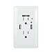 USB Outlet with Night Light, GreenCycle 15Amp Outlet Auto Sensor Night Light, 4.2A High Speed Duplex Receptacle Electrical AC Wall Sockets, Auto Nightlight Sensor and Wall Plates (White,1 Pack)