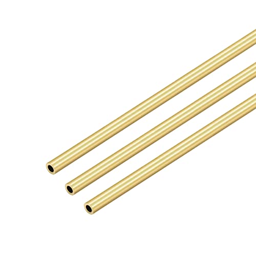 VictorsHome Brass Round Tube, 3mm OD 0.5mm Wall Thickness 300mm Length Metal Seamless Straight Tubing for DIY Crafts Model 3pcs