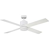 Savoy House M2015WH Meridian Transitional Contemporary White Frosted Glass 52" Ceiling Fan with Remote, Integrated LED 1-Ligh