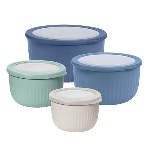 Oggi Set of 4 Prep, Store & Serve Plastic Bowls - w/See-Thru