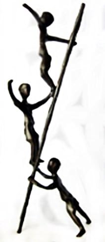 Handcrafted Cast Bronze Children Playing on Ladder Design Statue Sculpture