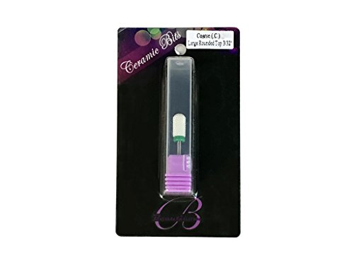 Beauticom Professional USA Ceramic White ROUND Top LARGE Barrel Bit Nail Drill (Grit: COARSE) 3/32" Shank Size