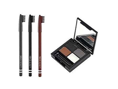 ClubComfort Beauty Waterproof Eyebrow Pencil Black, Grey & Brown With Eyebrow Palette 3 EyeBrow & 1 Wax Cream
