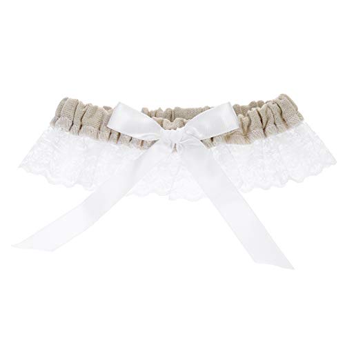 BERTERI 5pcs/Set Vintage Burlap Flower Girl Basket Ring Bearer Pillow Guest Book Pen Holder Bride Garter Wedding Supplies Set with Lace Faux Pearls Design