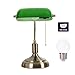 OCSEVE Retro Bankers Table Lamp, Bedside Green Vintage Lamp Shade with Brass Base
